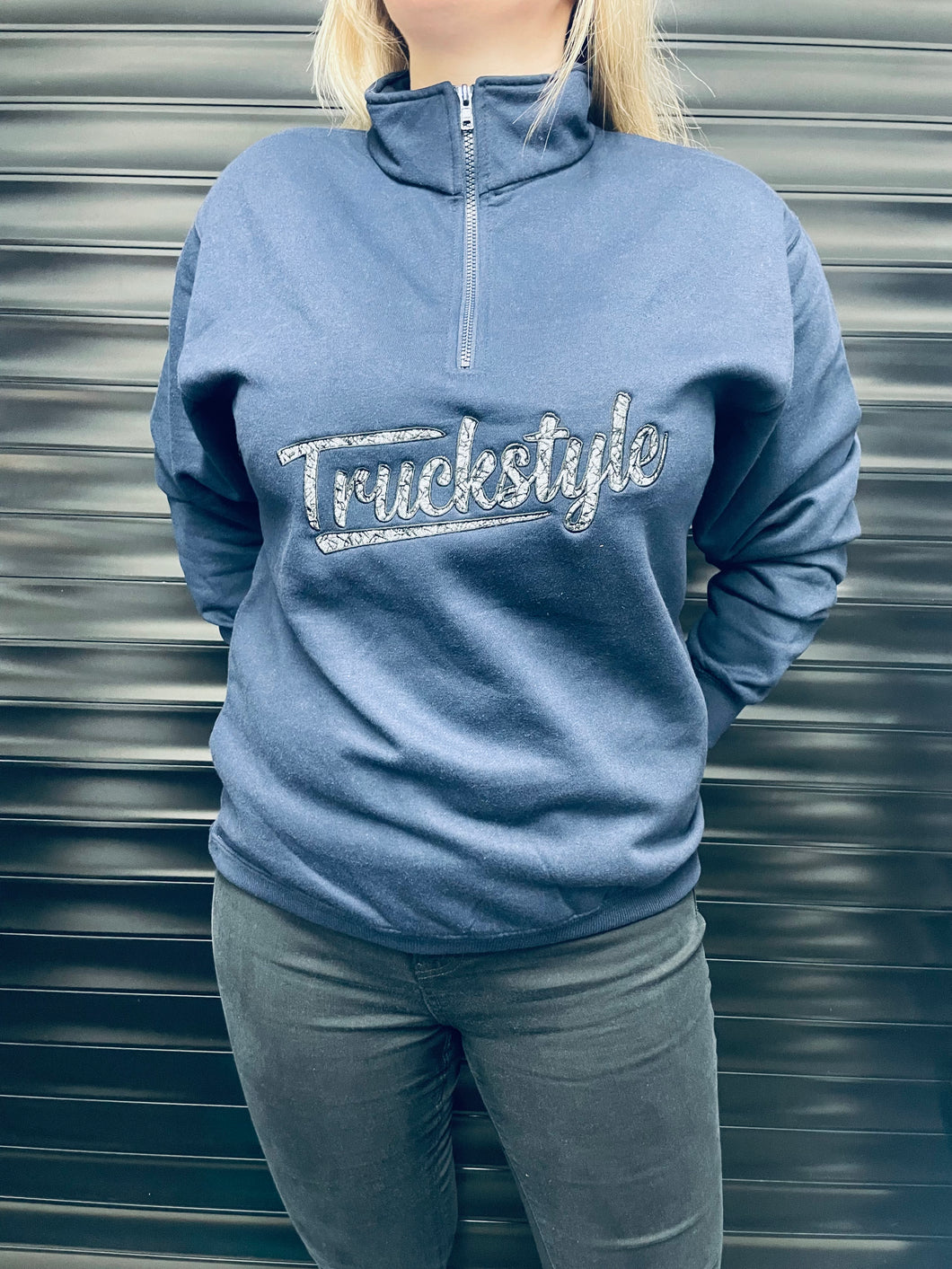 TruckStyle Navy Danish Plush Quarter Zip - Grey