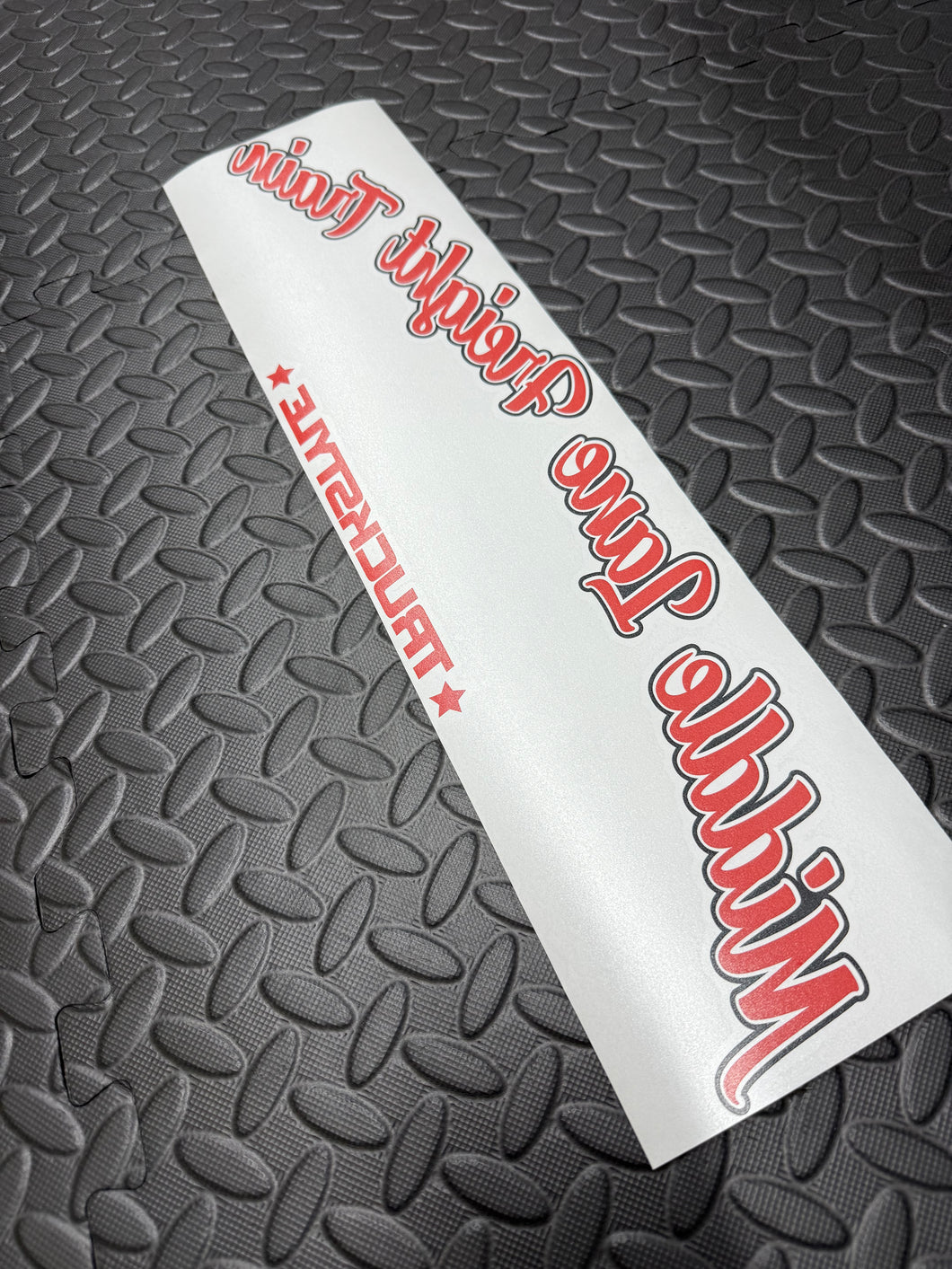 MIDDLE LANE FREIGHT TRAIN TWO TONE FRONT WINDOW STICKER