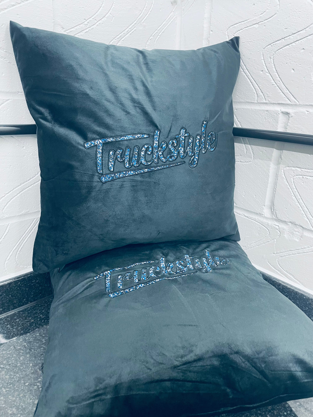 TruckStyle Danish Plush Pillow (Pair) - Blue Stitch