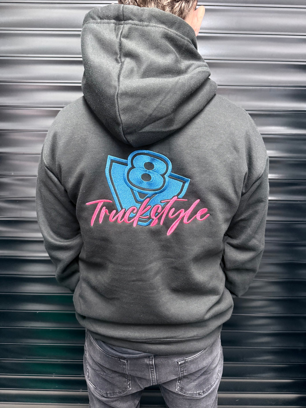 TruckStyle V8 Blue Stream Special Edition Embroidery Hoody With Sleeve V8