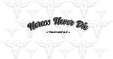 Load image into Gallery viewer, HEROES NEVER DIE TWO TONE FRONT WINDOW STICKER
