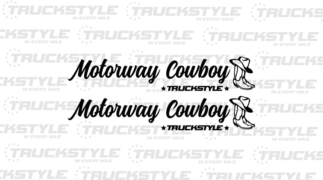 MOTORWAY COWBOY SIDE WINDOW STICKERS PAIR X 2