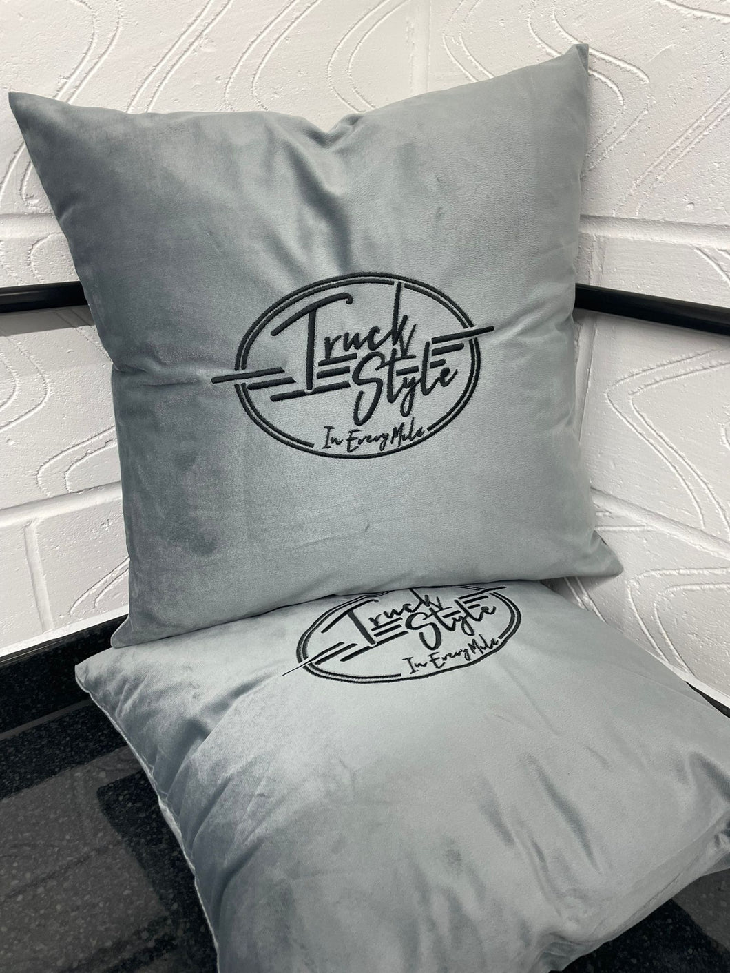 Truckstyle Plush Pillows ( Pair ) Grey Stitch