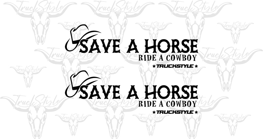 SAVE A HORSE RIDE A COWBOY SIDE WINDOW STICKERS PAIR X 2