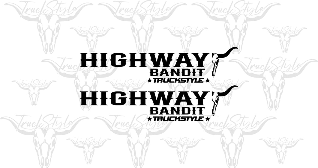 HIGHWAY BANDITT SIDE WINDOW STICKERS PAIR X 2