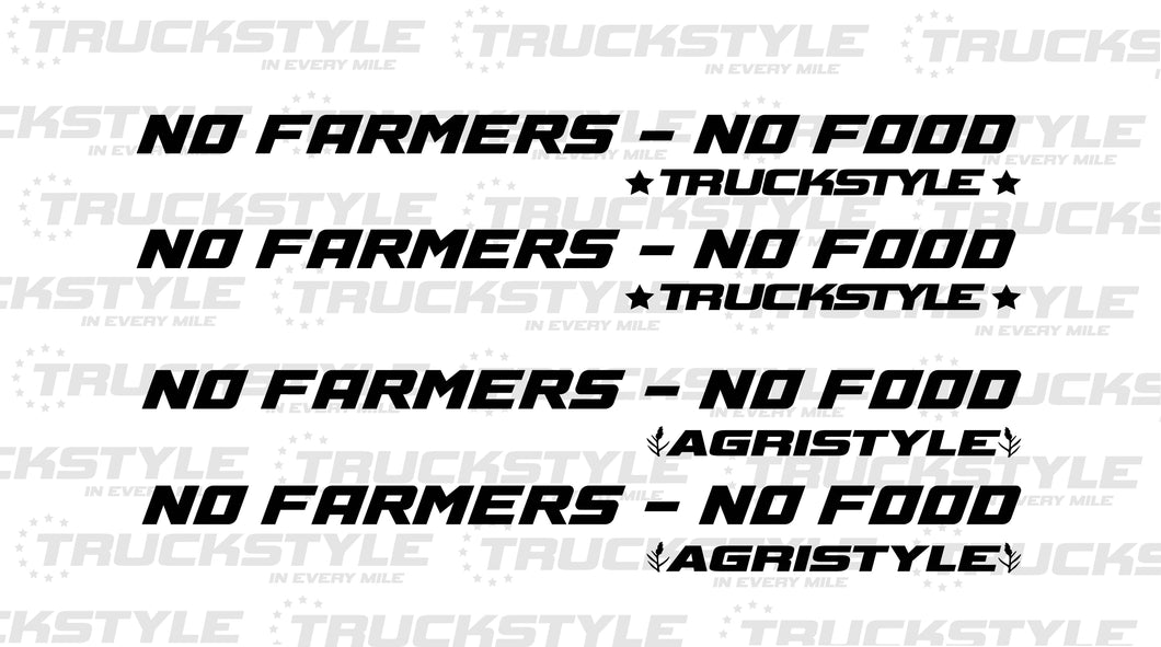 No Farmers - No Food Side Window Stickers Pair x2